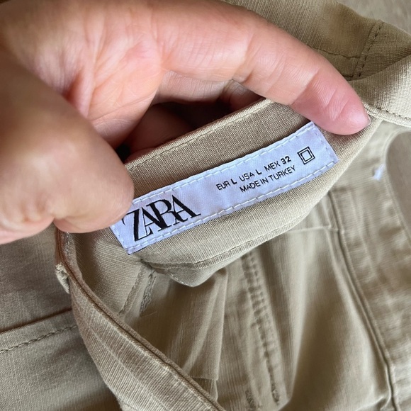ZARA Cotton Linen Blend Relaxed Fit Pants Sz L - Picture 3 of 7